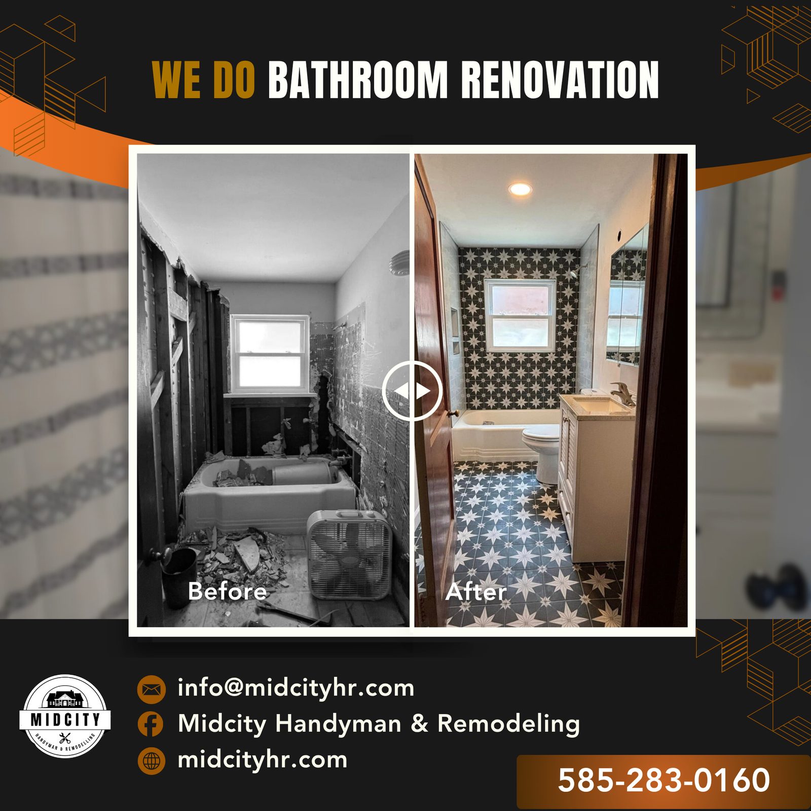 Bathroom renovation before and after WNY