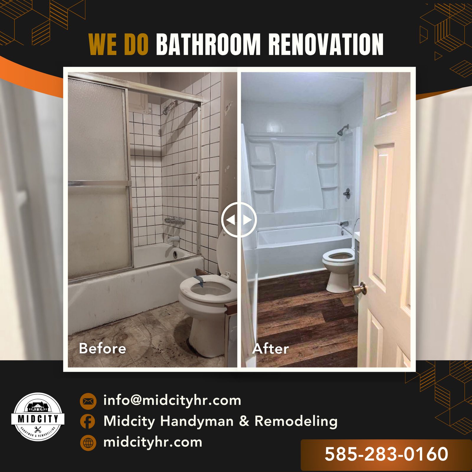 Bathroom transformation before and after WNY