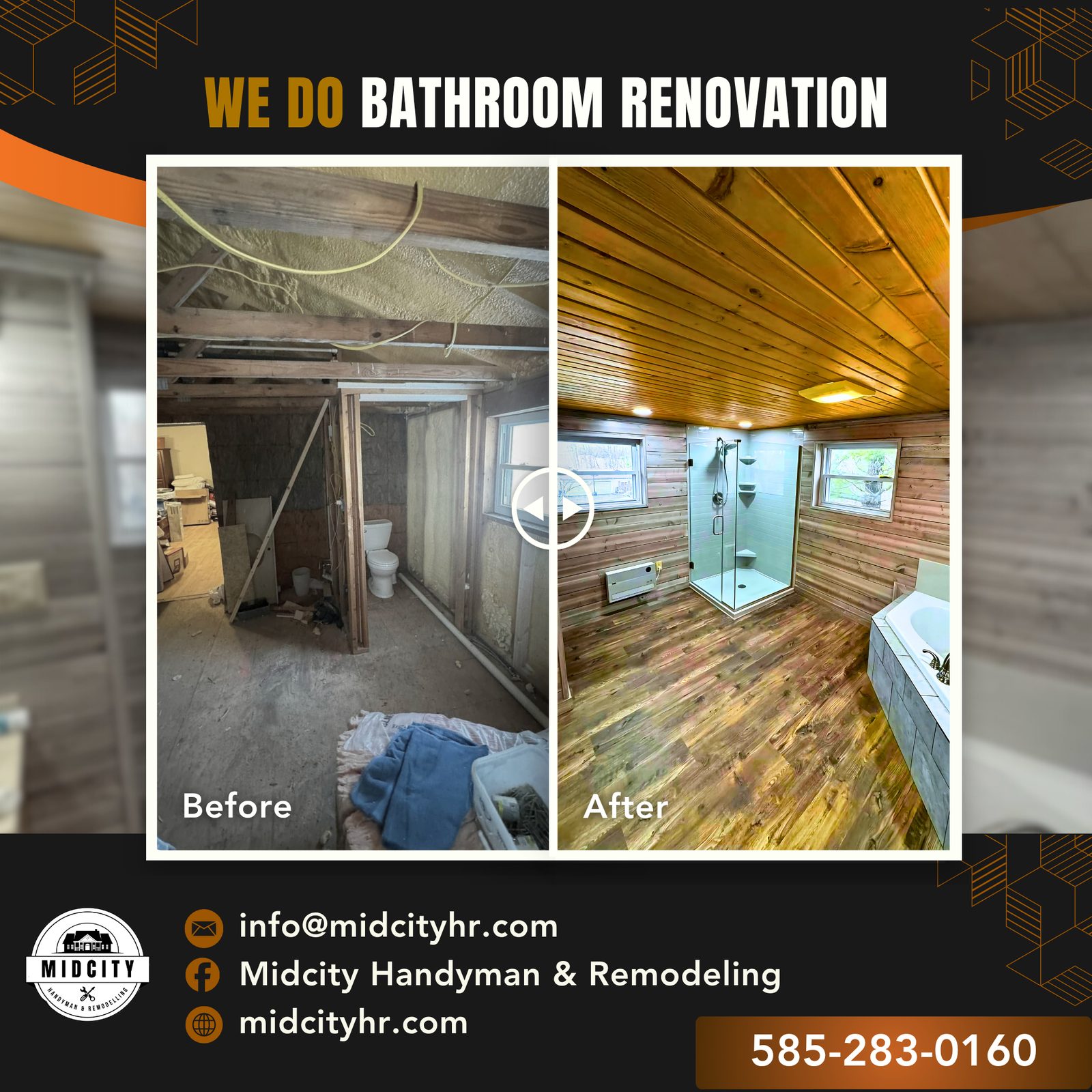 Bathroom remodel before and after WNY