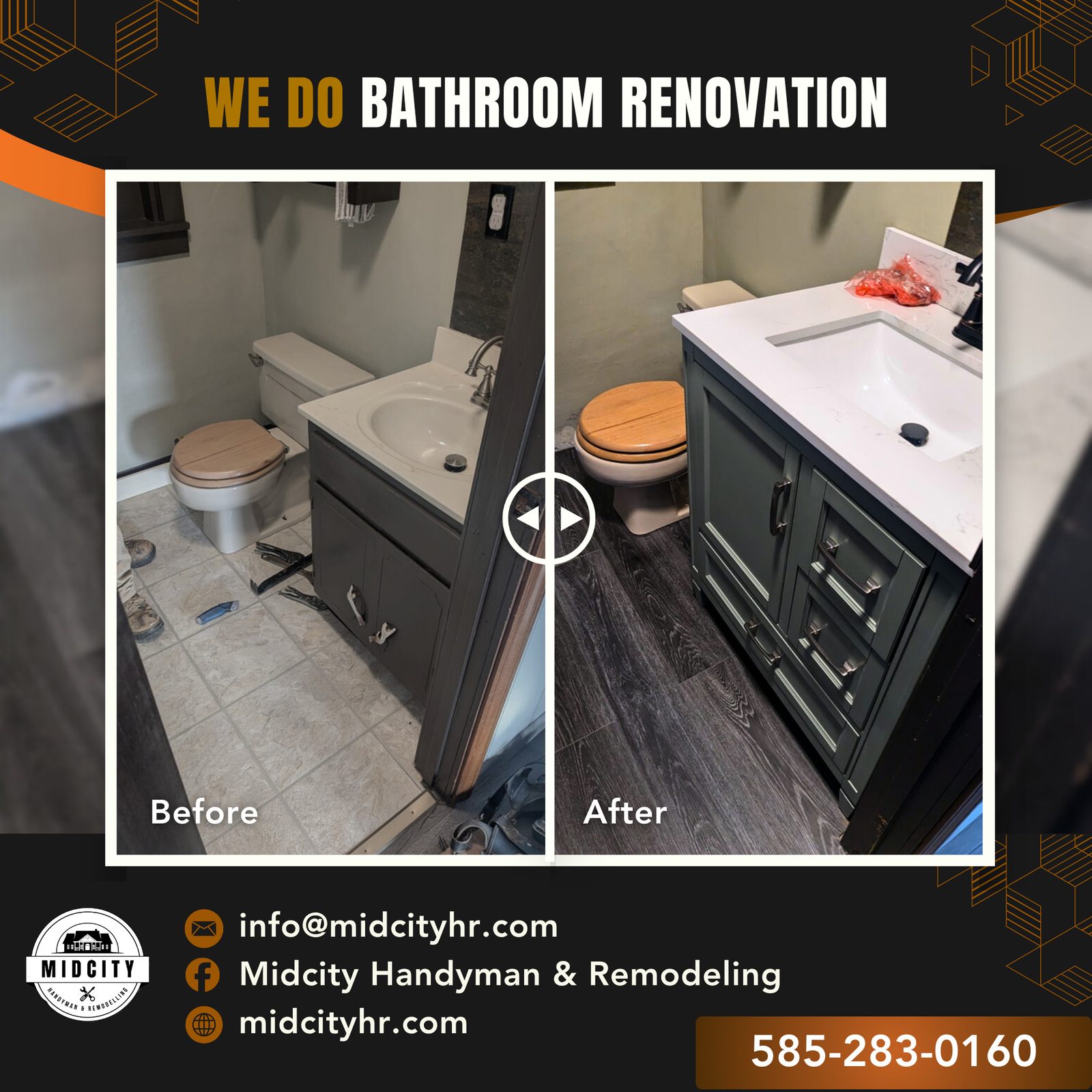 Bathroom renovation before and after WNY