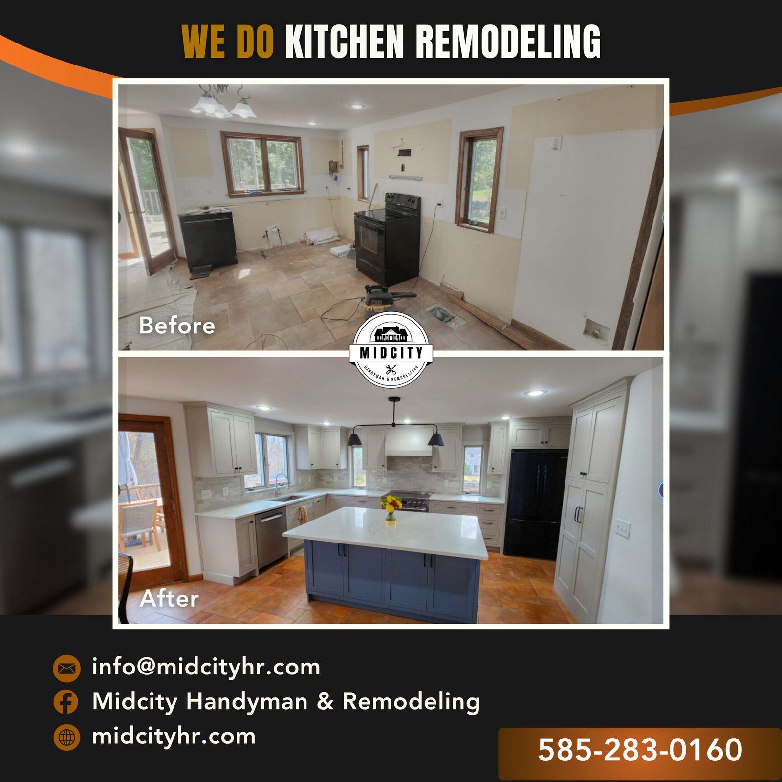 Kitchen renovation before and after WNY