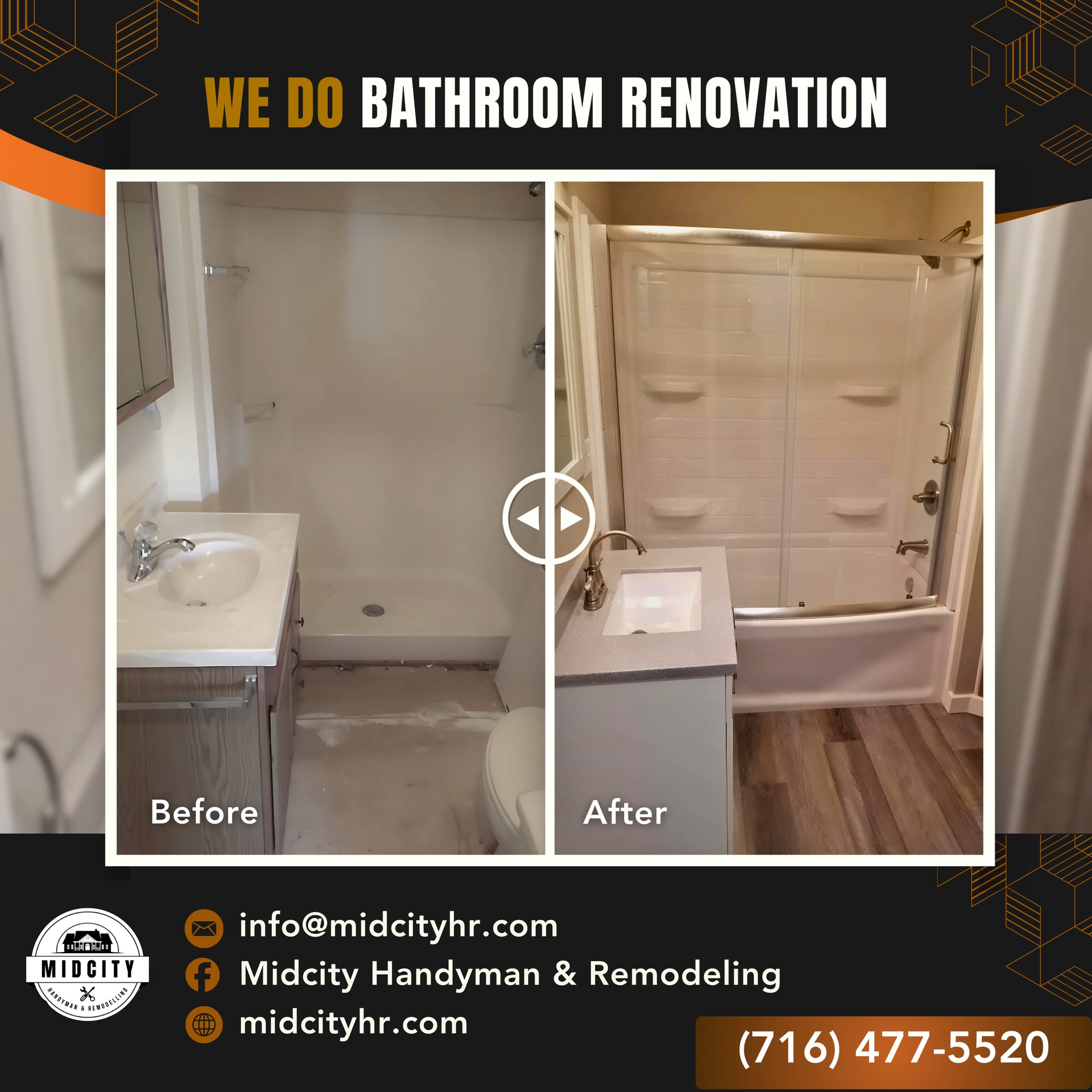 Bathroom renovation before and after WNY