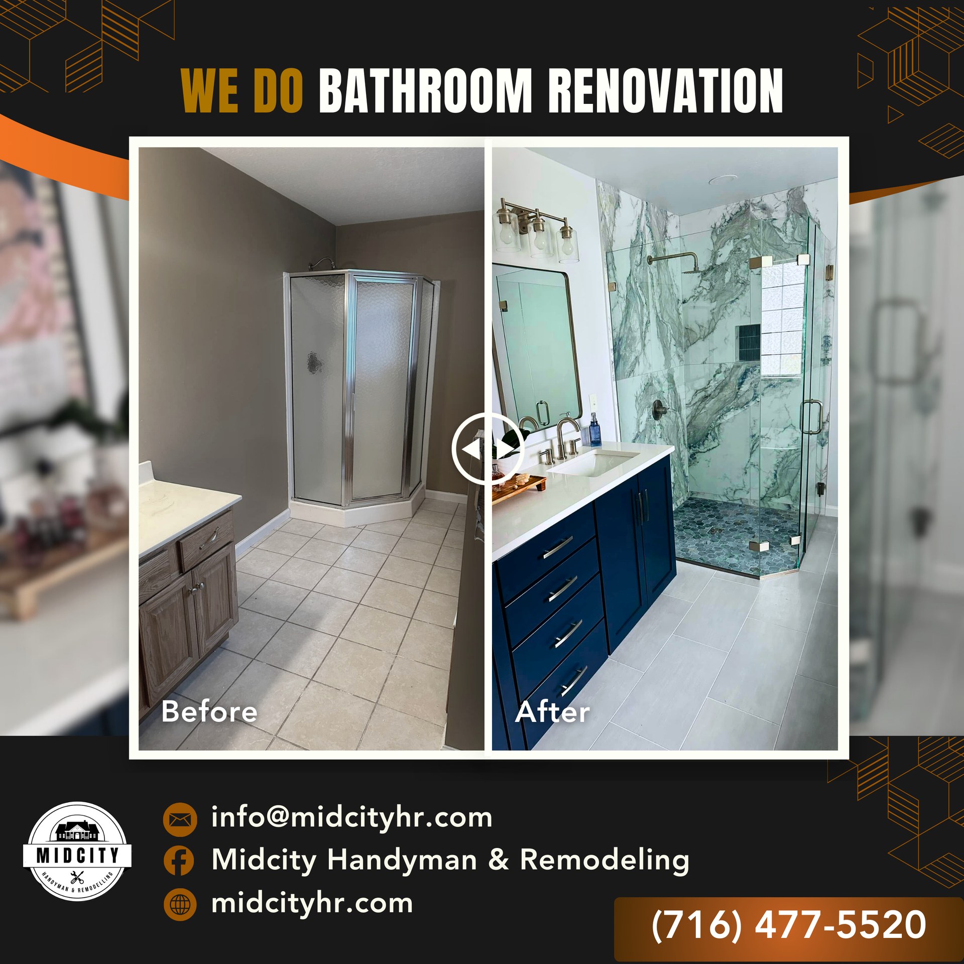 Bathroom renovation before and after WNY
